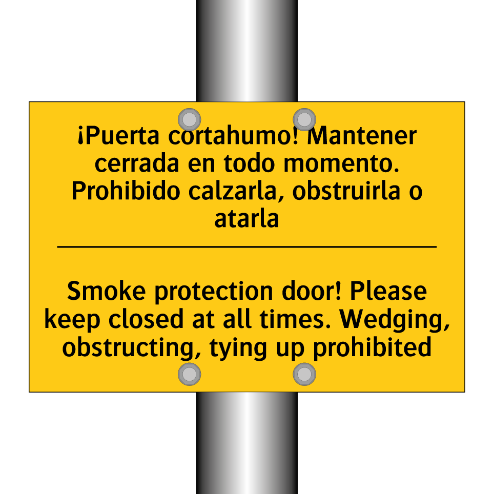 Smoke protection door! Please keep closed at all times. Wedging, obstructing, tying up prohibited - Smoke protection door! Please keep closed at all times. Wedging, obstructing, tying up prohibited