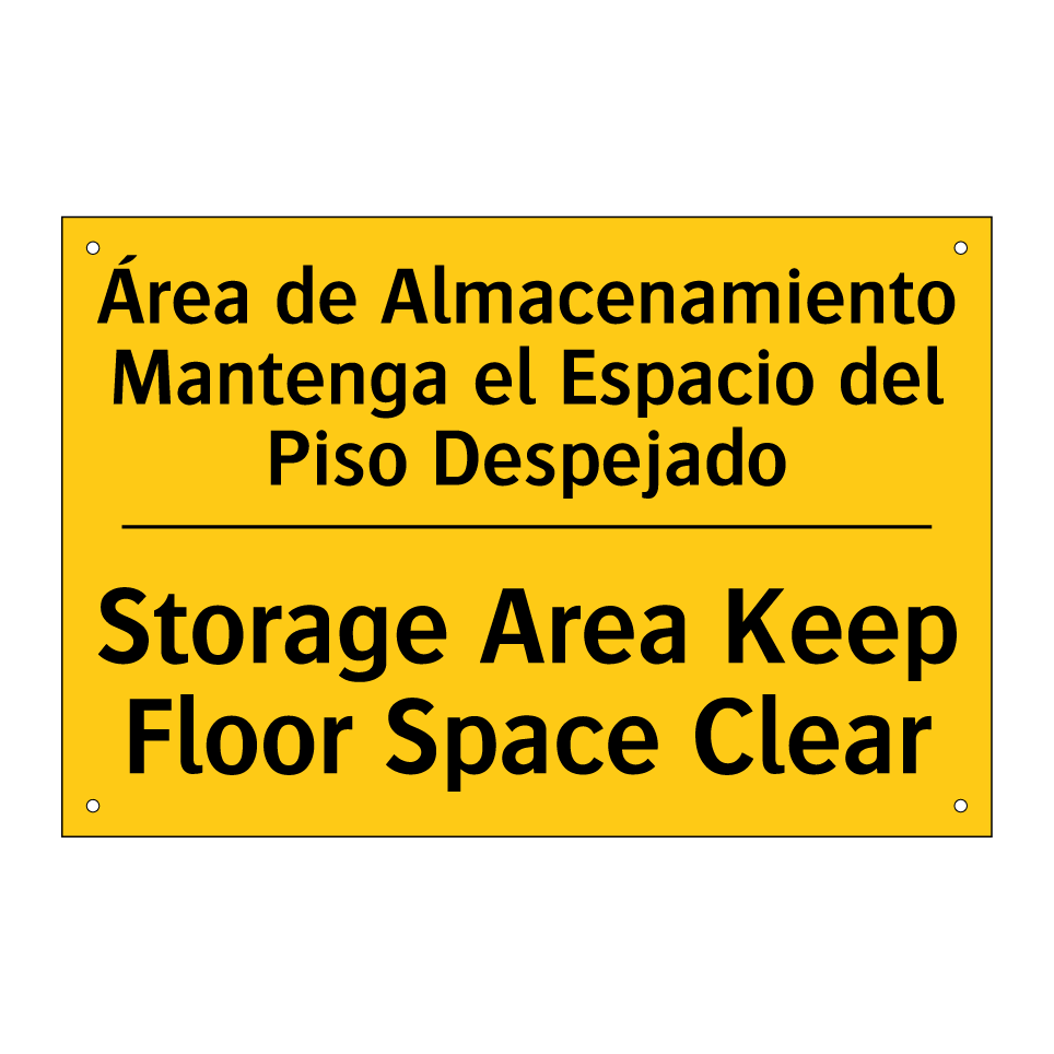 Área de Almacenamiento Mantenga el Espacio del Piso Despejado - Storage Area Keep Floor Space Clear