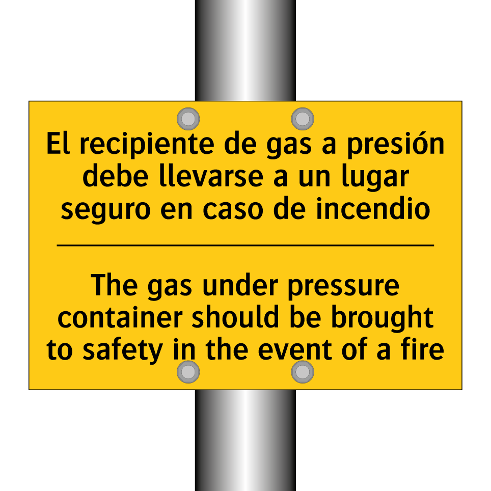 The gas under pressure container should be brought to safety in the event of a fire - The gas under pressure container should be brought to safety in the event of a fire