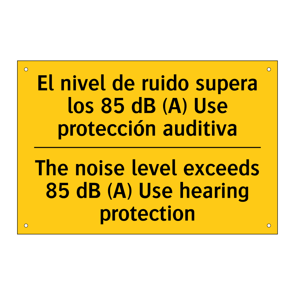 El nivel de ruido supera los 85 dB (A) Use protección auditiva - The noise level exceeds 85 dB (A) Use hearing protection