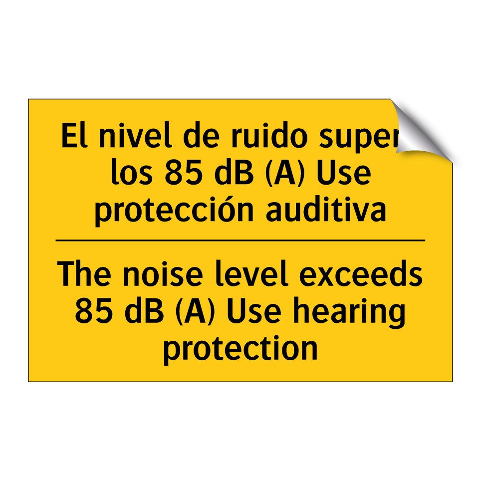 El nivel de ruido supera los 85 dB (A) Use protección auditiva - The noise level exceeds 85 dB (A) Use hearing protection