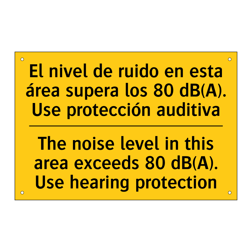 The noise level in this area exceeds 80 dB(A). Use hearing protection - The noise level in this area exceeds 80 dB(A). Use hearing protection