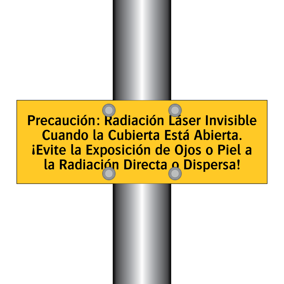 Precaución: Radiación Láser Invisible Cuando la Cubierta Está Abierta. ¡Evite la Exposición de Ojos o Piel a la Radiación Directa o Dispersa!