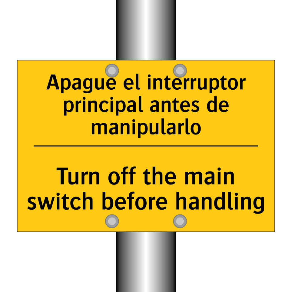 Apague el interruptor principal antes de manipularlo - Turn off the main switch before handling