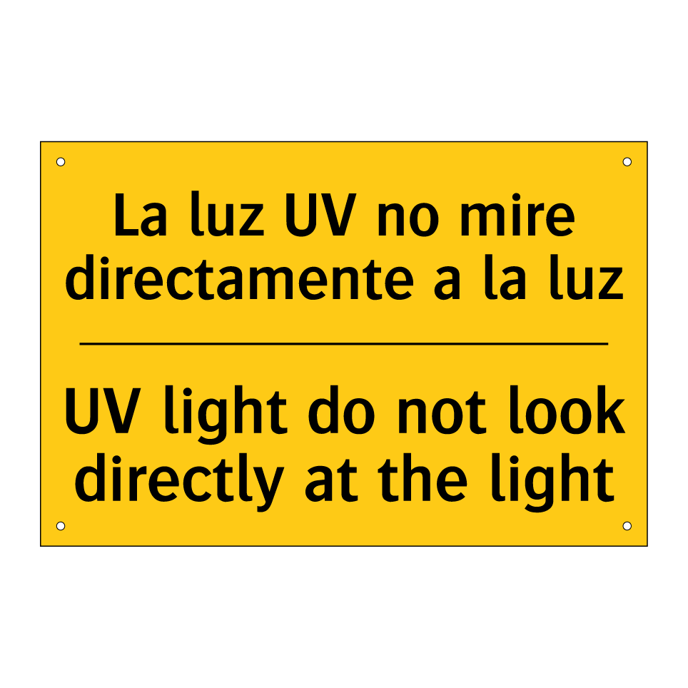 La luz UV no mire directamente a la luz - UV light do not look directly at the light