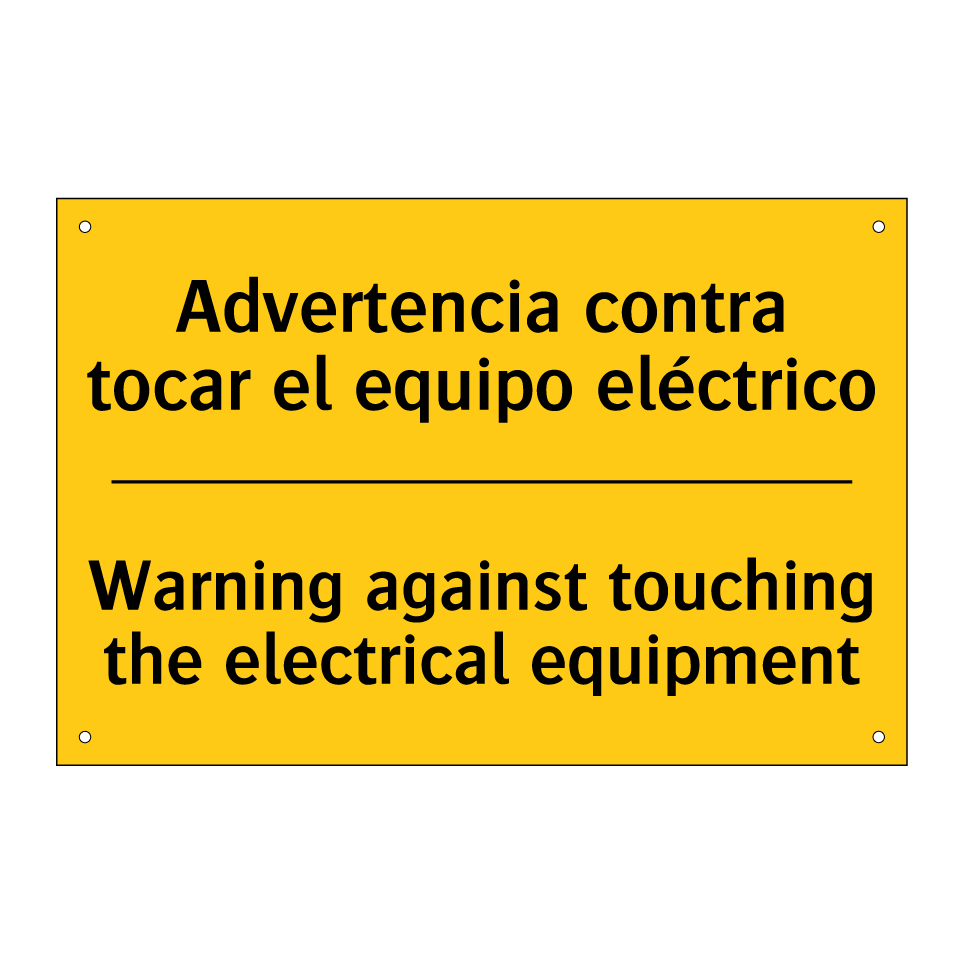 Advertencia contra tocar el equipo eléctrico - Warning against touching the electrical equipment