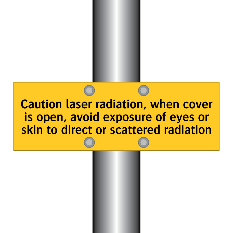 Caution laser radiation, when cover is open, avoid exposure of eyes or skin to direct or scattered radiation