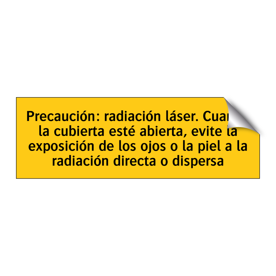 Precaución: radiación láser. Cuando la cubierta esté abierta, evite la exposición de los ojos o la piel a la radiación directa o dispersa