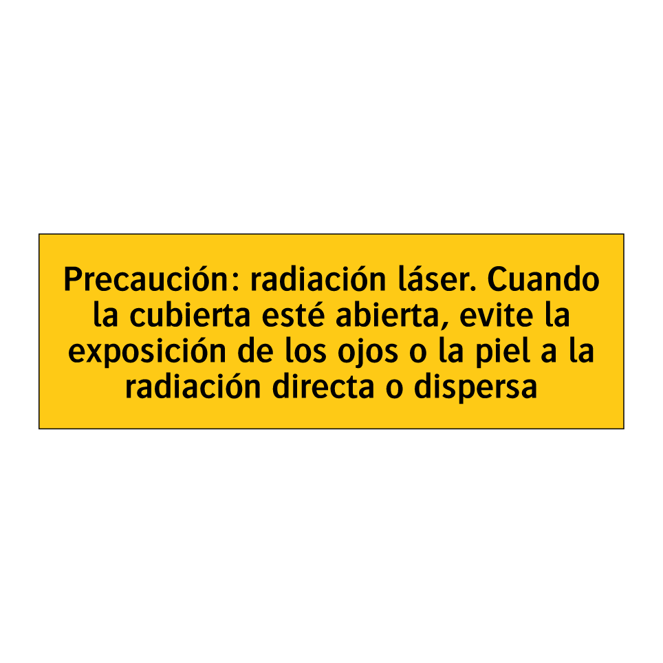 Precaución: radiación láser. Cuando la cubierta esté abierta, evite la exposición de los ojos o la piel a la radiación directa o dispersa