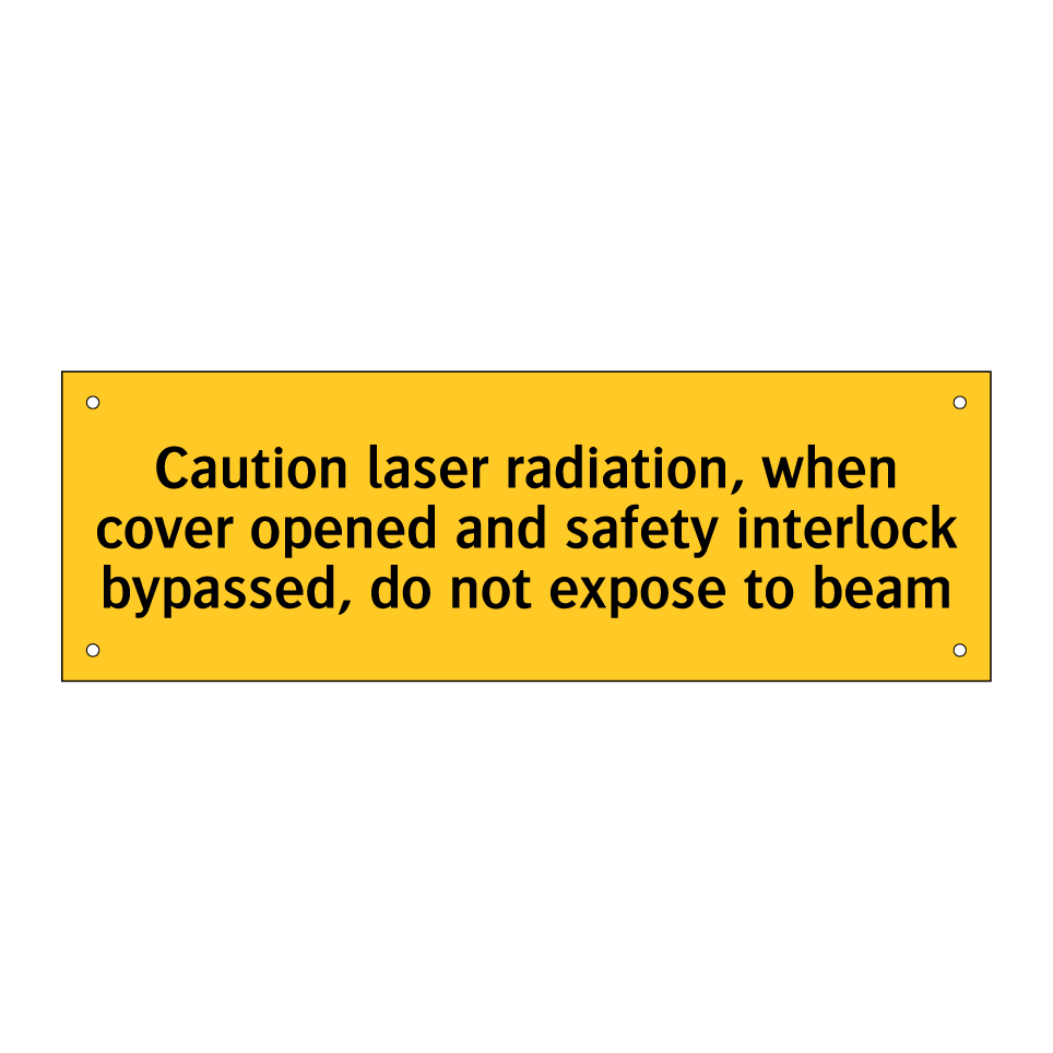 Caution laser radiation, when cover opened and safety interlock bypassed, do not expose to beam