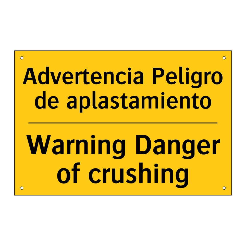 Advertencia Peligro de aplastamiento - Warning Danger of crushing