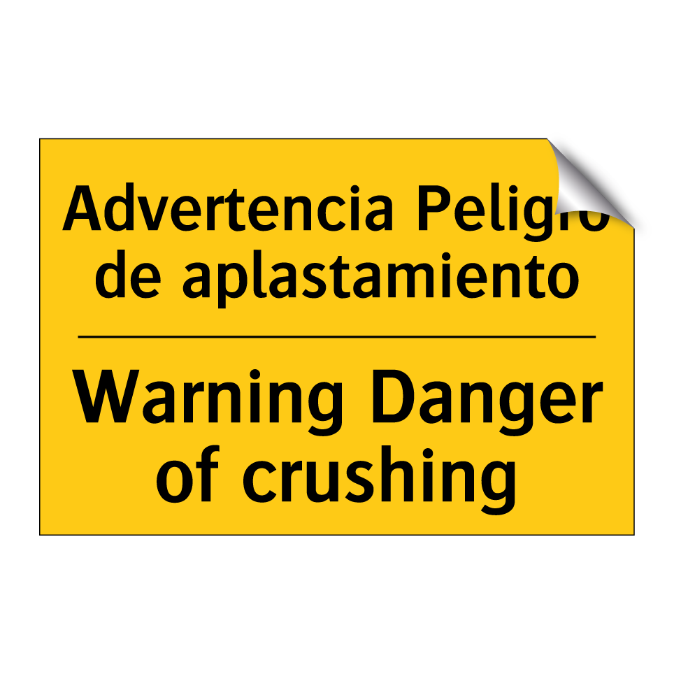 Advertencia Peligro de aplastamiento - Warning Danger of crushing