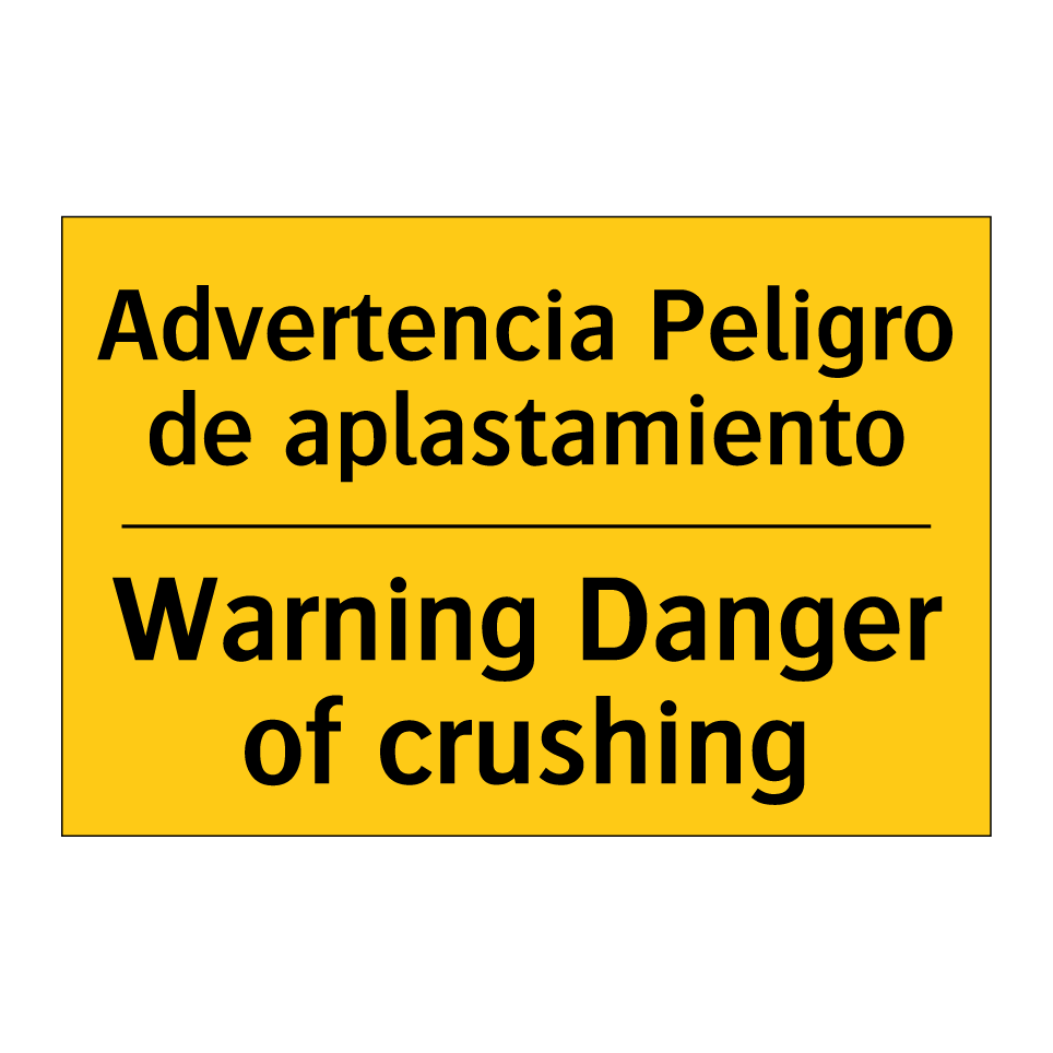 Advertencia Peligro de aplastamiento - Warning Danger of crushing