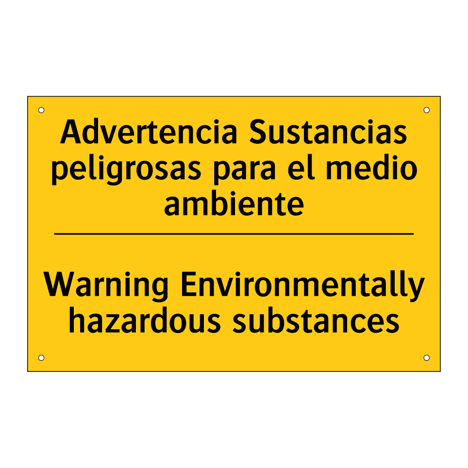Advertencia Sustancias peligrosas para el medio ambiente - Warning Environmentally hazardous substances