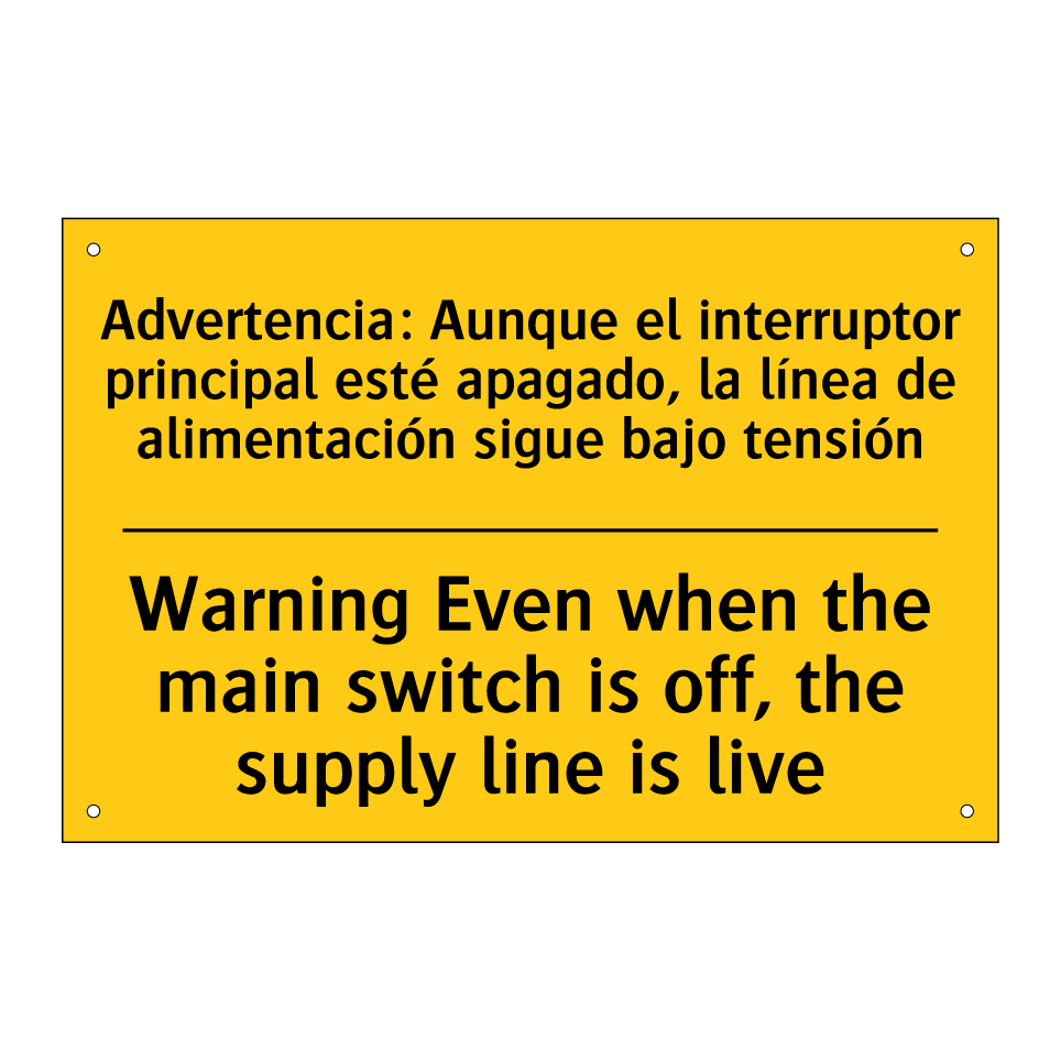Warning Even when the main switch is off, the supply line is live - Warning Even when the main switch is off, the supply line is live