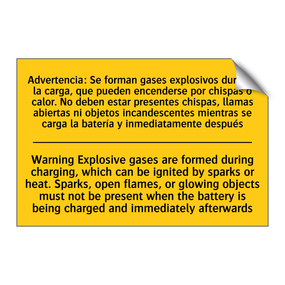 Warning Explosive gases are formed during charging, which can be ignited by sparks or heat. Sparks, open flames, or glowing objects must not be present when the battery is being charged and immediately afterwards - Warning Explosive gases a /.../