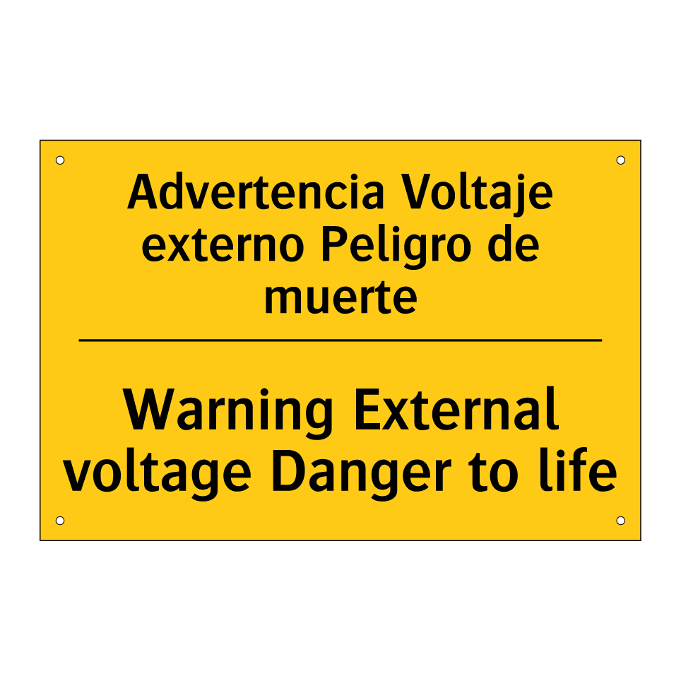 Advertencia Voltaje externo Peligro de muerte - Warning External voltage Danger to life