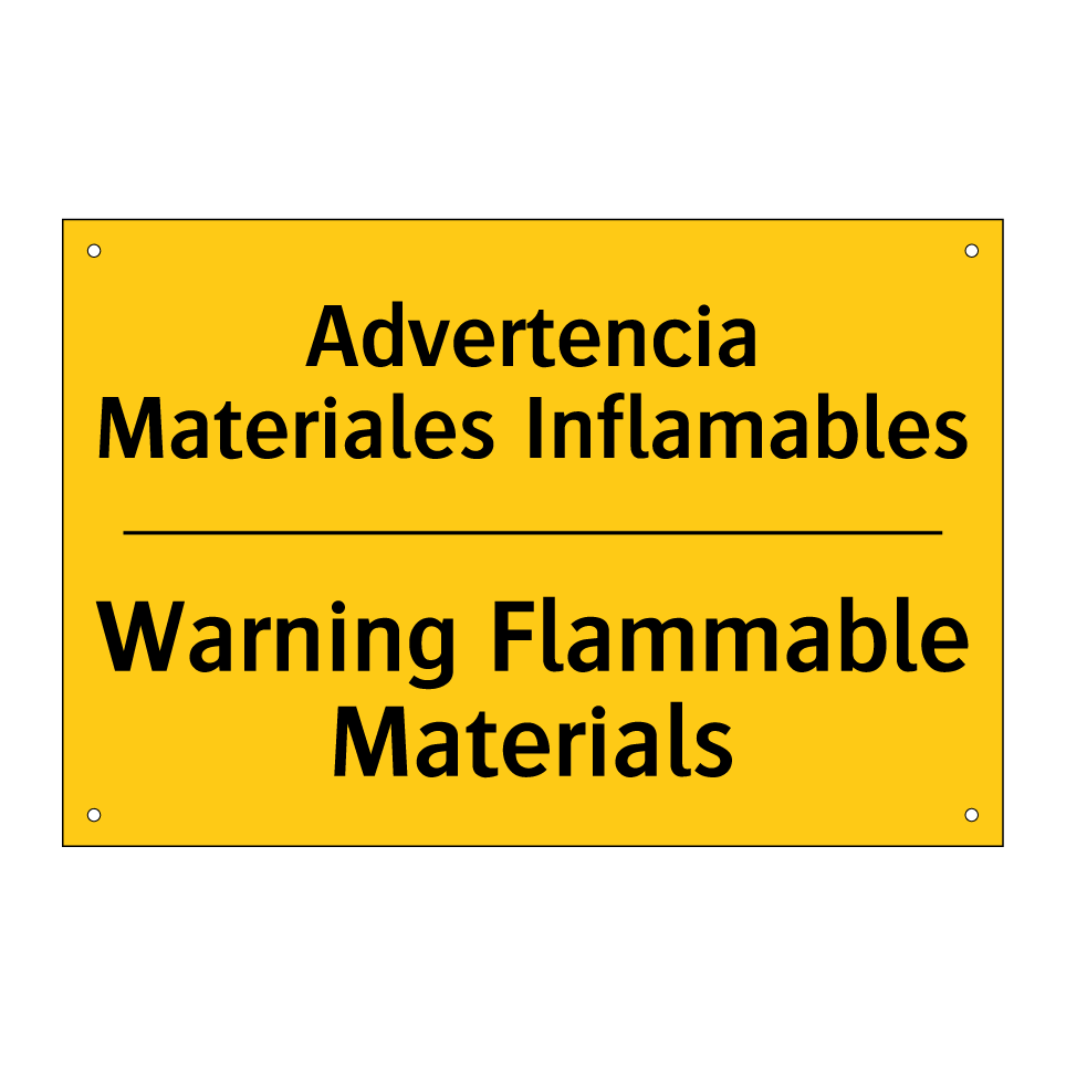 Advertencia Materiales Inflamables - Warning Flammable Materials