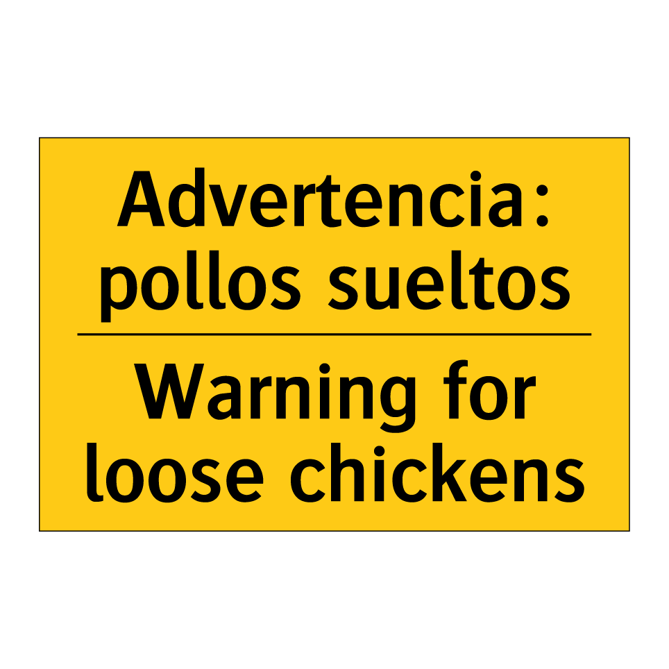 Advertencia: pollos sueltos - Warning for loose chickens