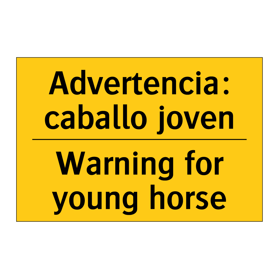 Advertencia: caballo joven - Warning for young horse
