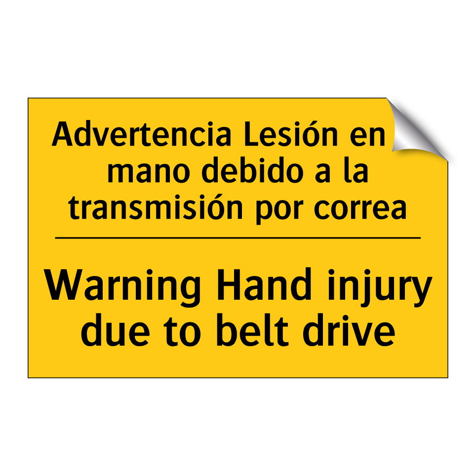 Advertencia Lesión en la mano debido a la transmisión por correa - Warning Hand injury due to belt drive