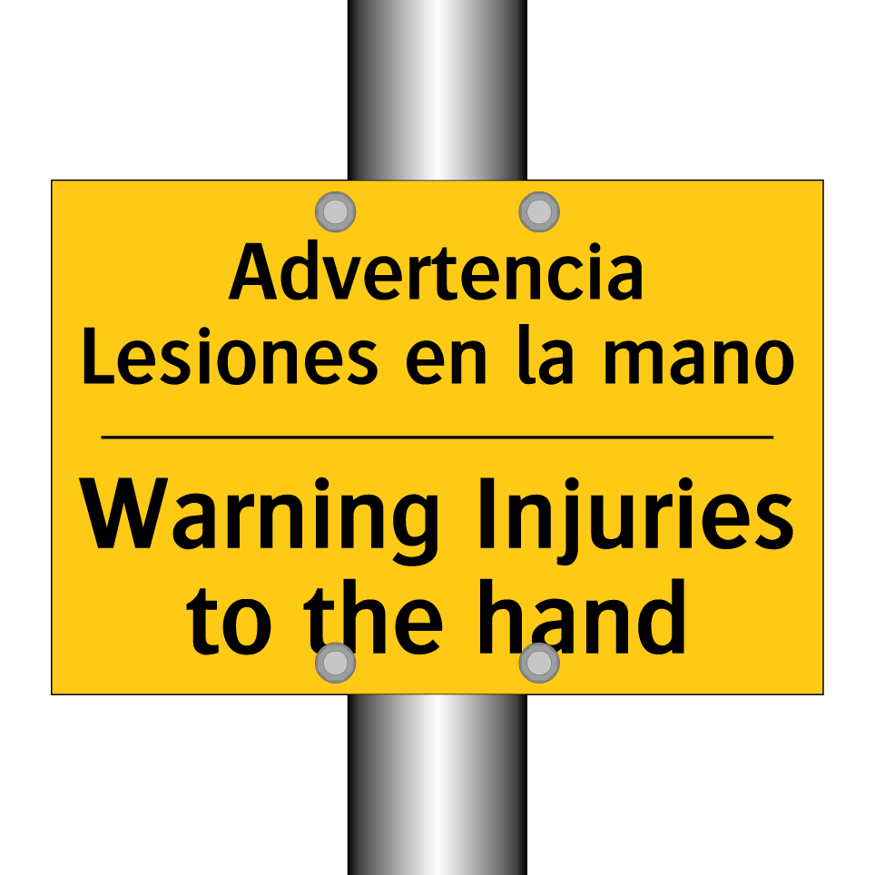 Advertencia Lesiones en la mano - Warning Injuries to the hand
