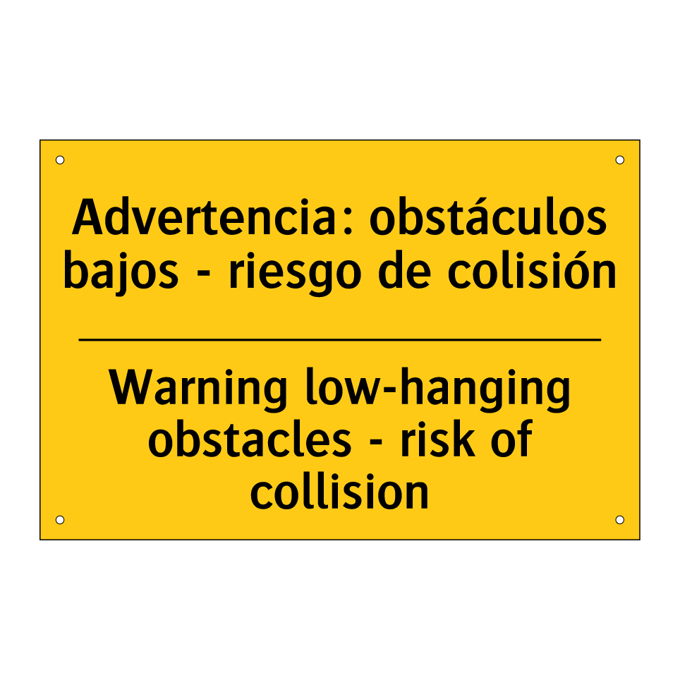 Advertencia: obstáculos bajos - riesgo de colisión - Warning low-hanging obstacles - risk of collision