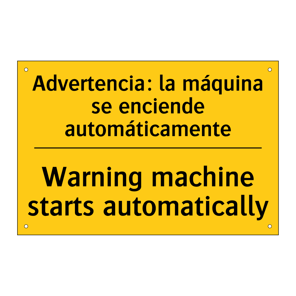 Advertencia: la máquina se enciende automáticamente - Warning machine starts automatically