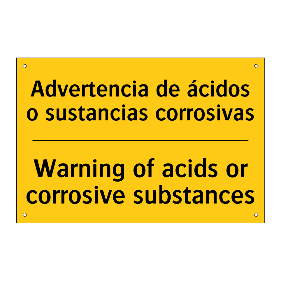 Advertencia de ácidos o sustancias corrosivas - Warning of acids or corrosive substances