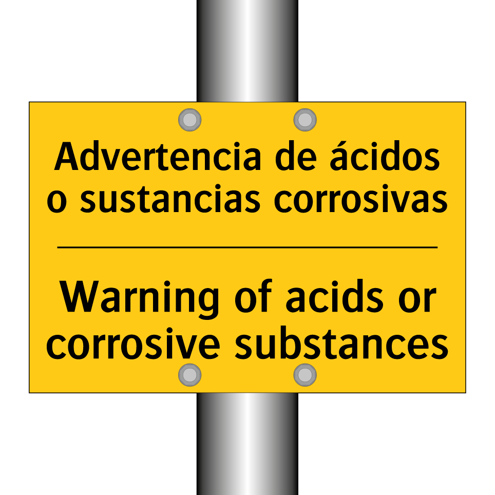 Advertencia de ácidos o sustancias corrosivas - Warning of acids or corrosive substances