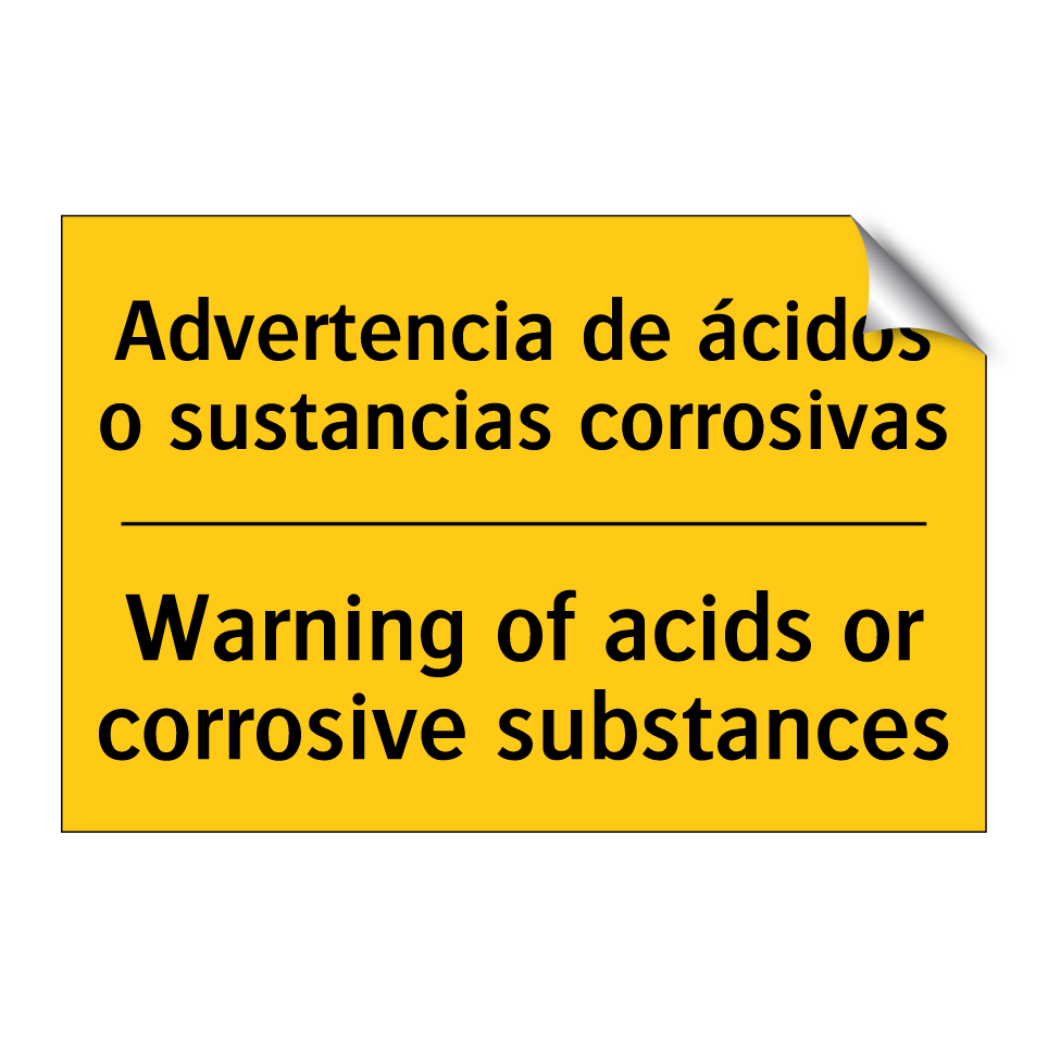 Advertencia de ácidos o sustancias corrosivas - Warning of acids or corrosive substances