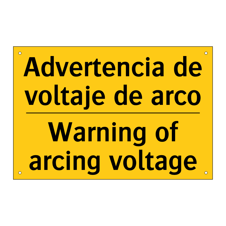 Advertencia de voltaje de arco - Warning of arcing voltage