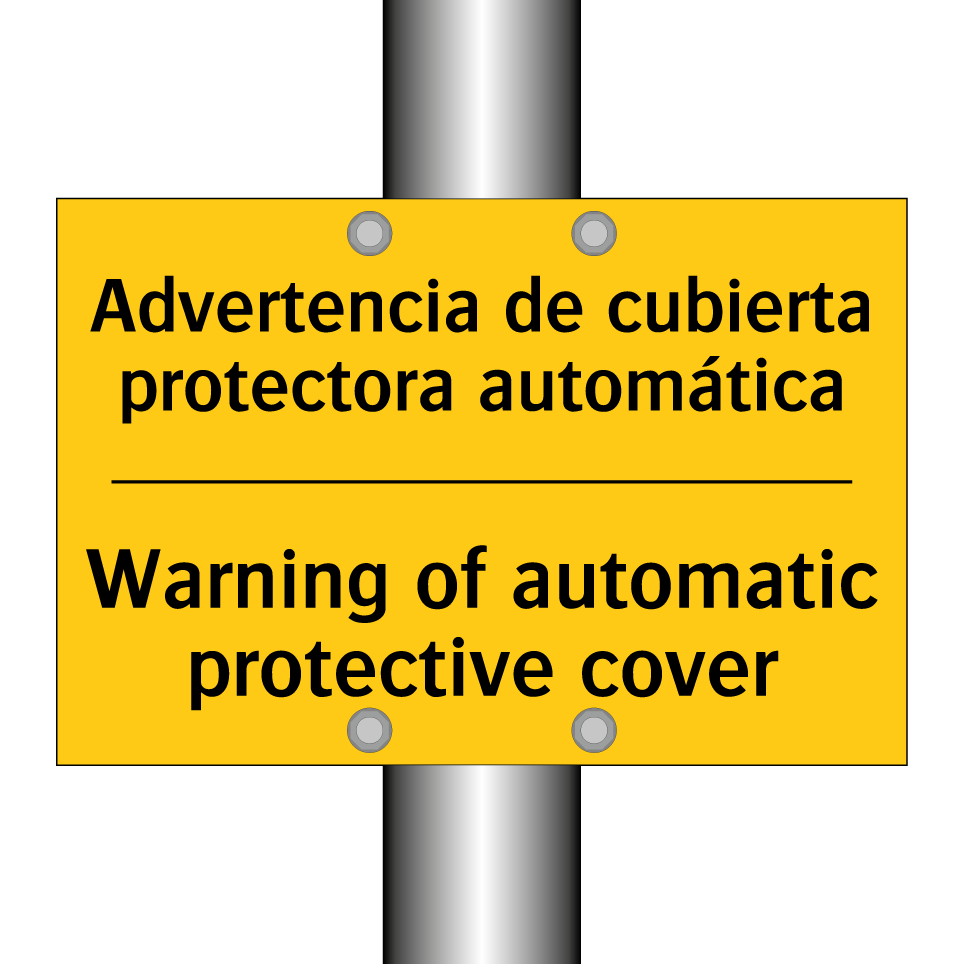 Advertencia de cubierta protectora automática - Warning of automatic protective cover