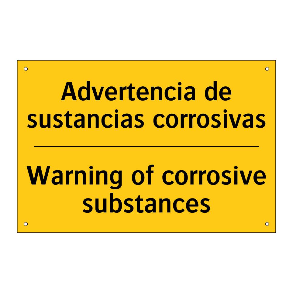 Advertencia de sustancias corrosivas - Warning of corrosive substances