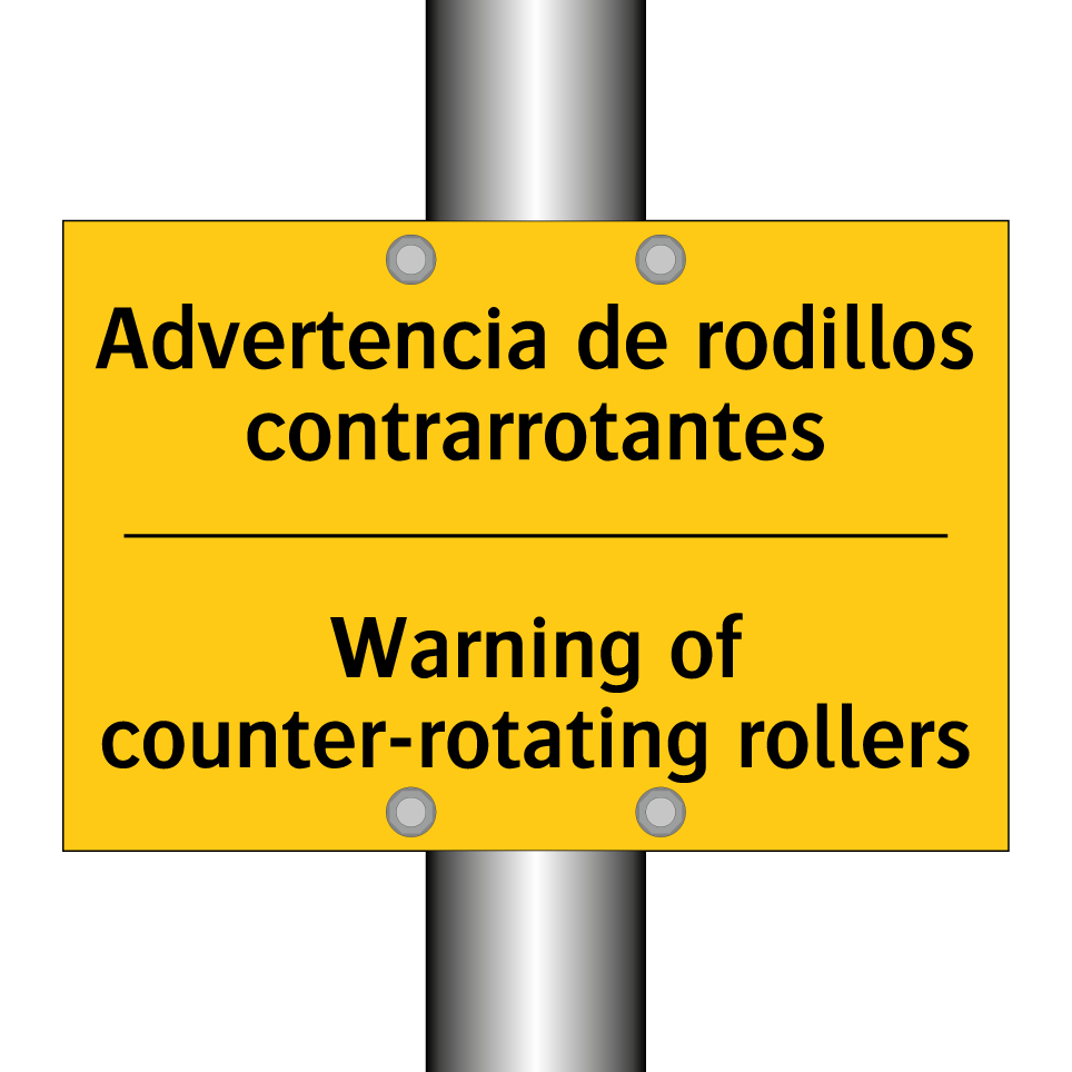 Advertencia de rodillos contrarrotantes - Warning of counter-rotating rollers