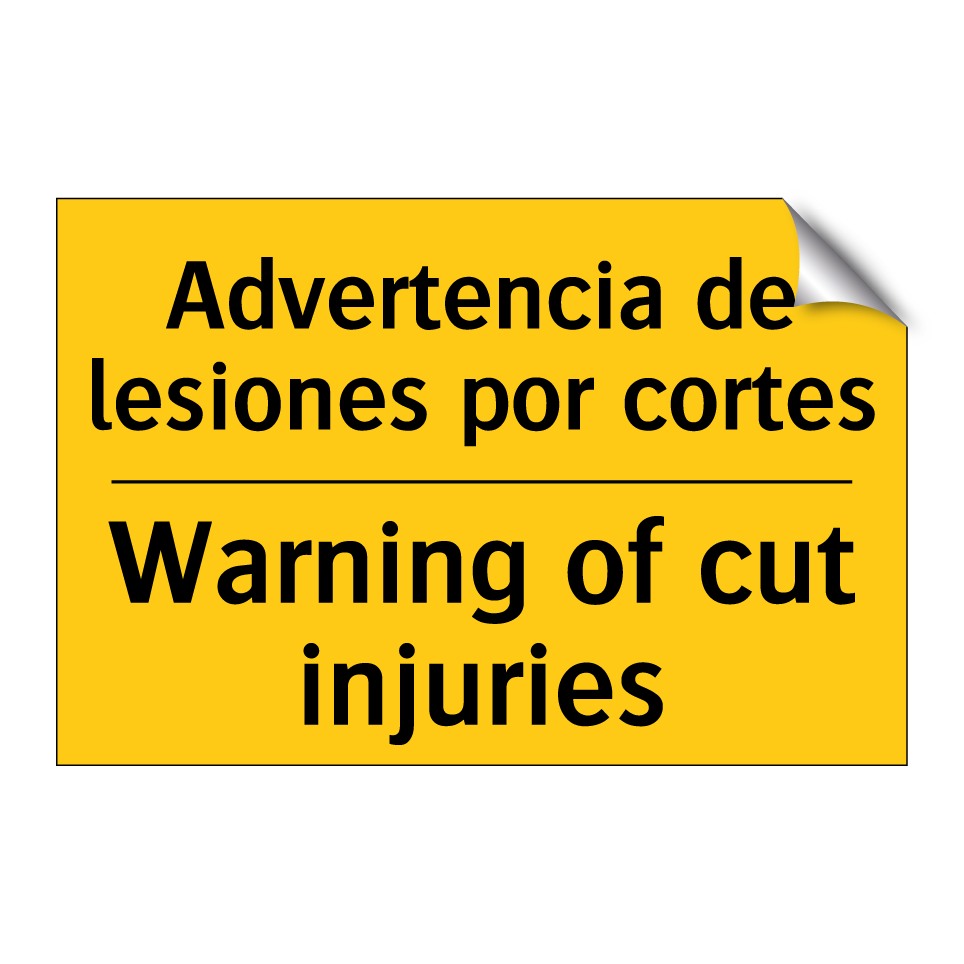 Advertencia de lesiones por cortes - Warning of cut injuries