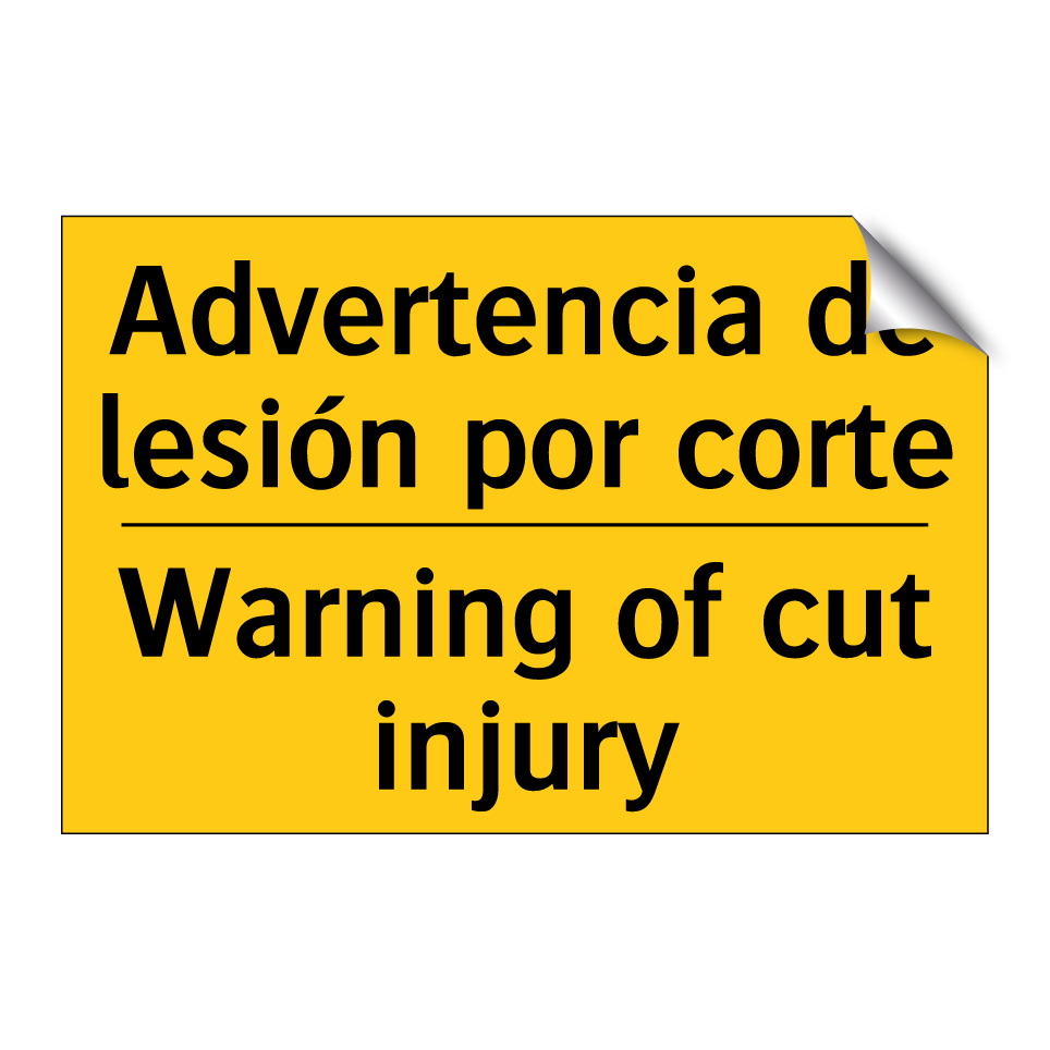 Advertencia de lesión por corte - Warning of cut injury