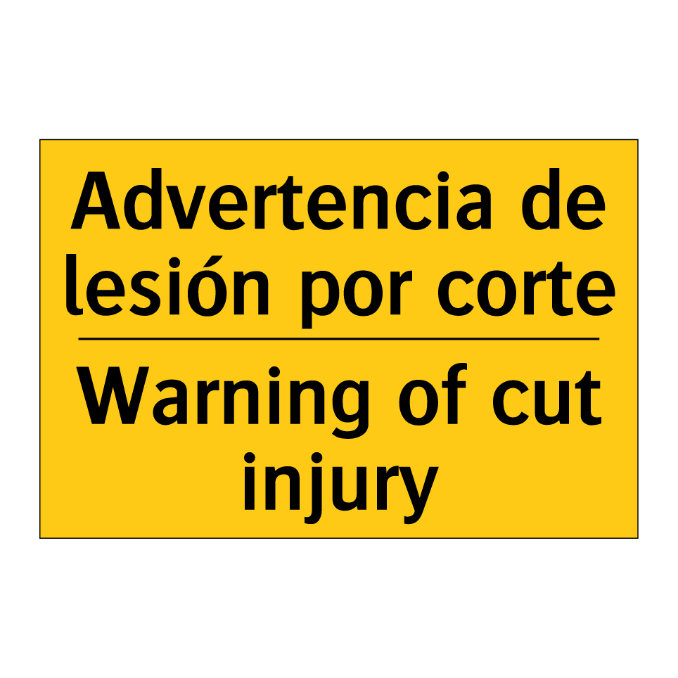 Advertencia de lesión por corte - Warning of cut injury