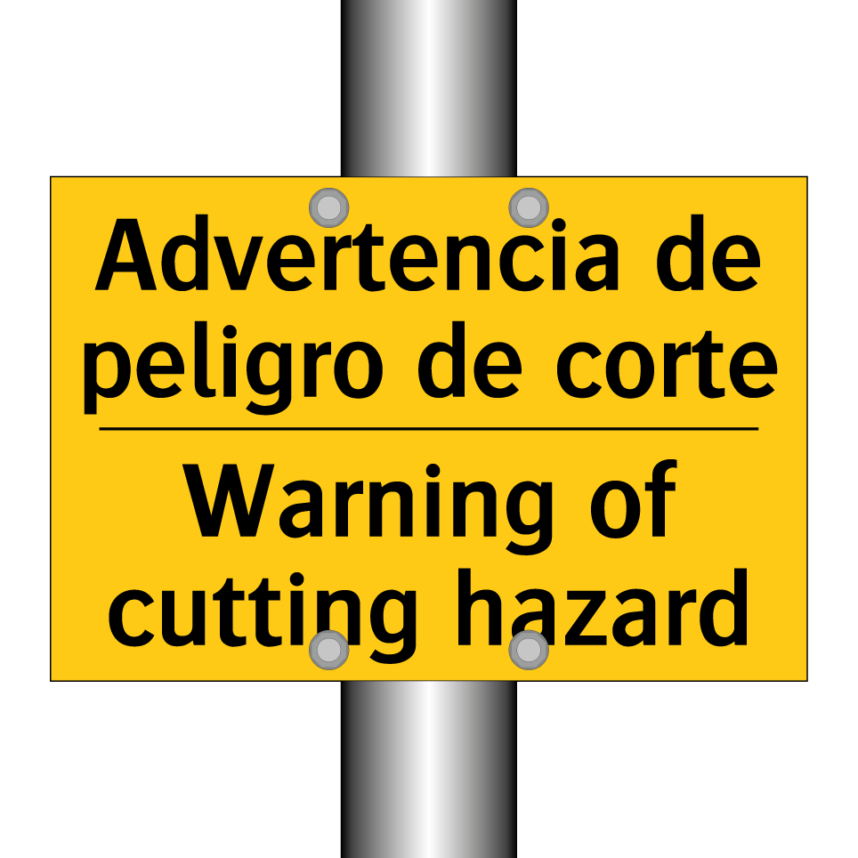 Advertencia de peligro de corte - Warning of cutting hazard
