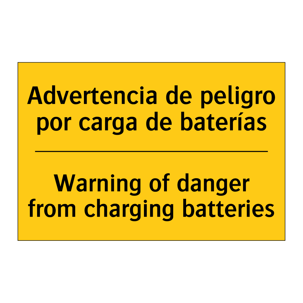 Advertencia de peligro por carga de baterías - Warning of danger from charging batteries
