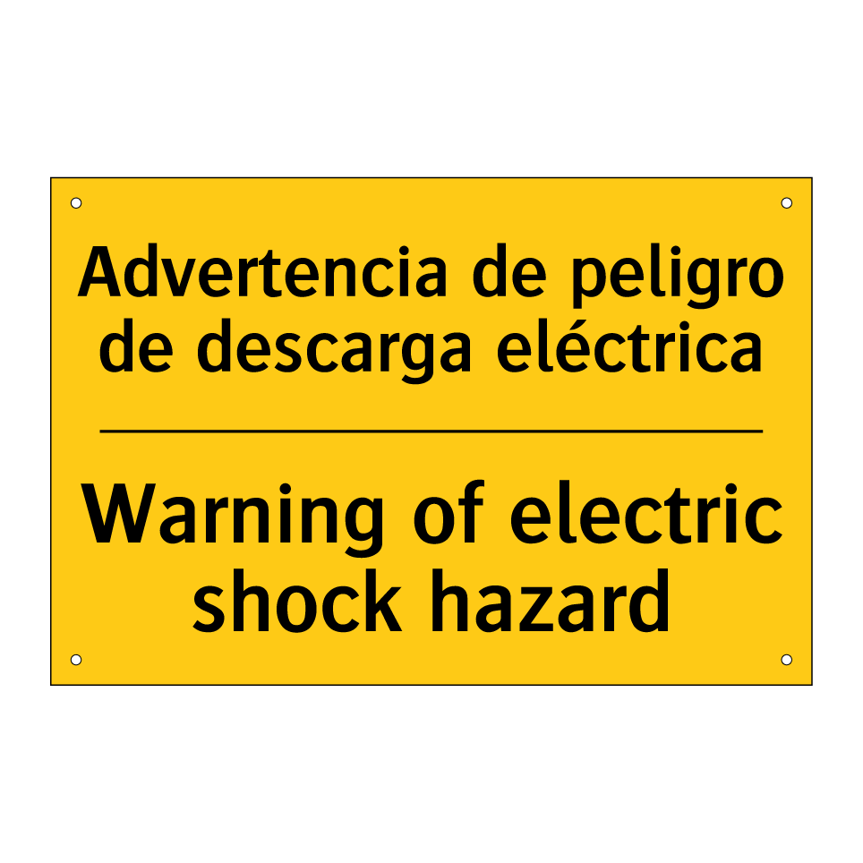 Advertencia de peligro de descarga eléctrica - Warning of electric shock hazard