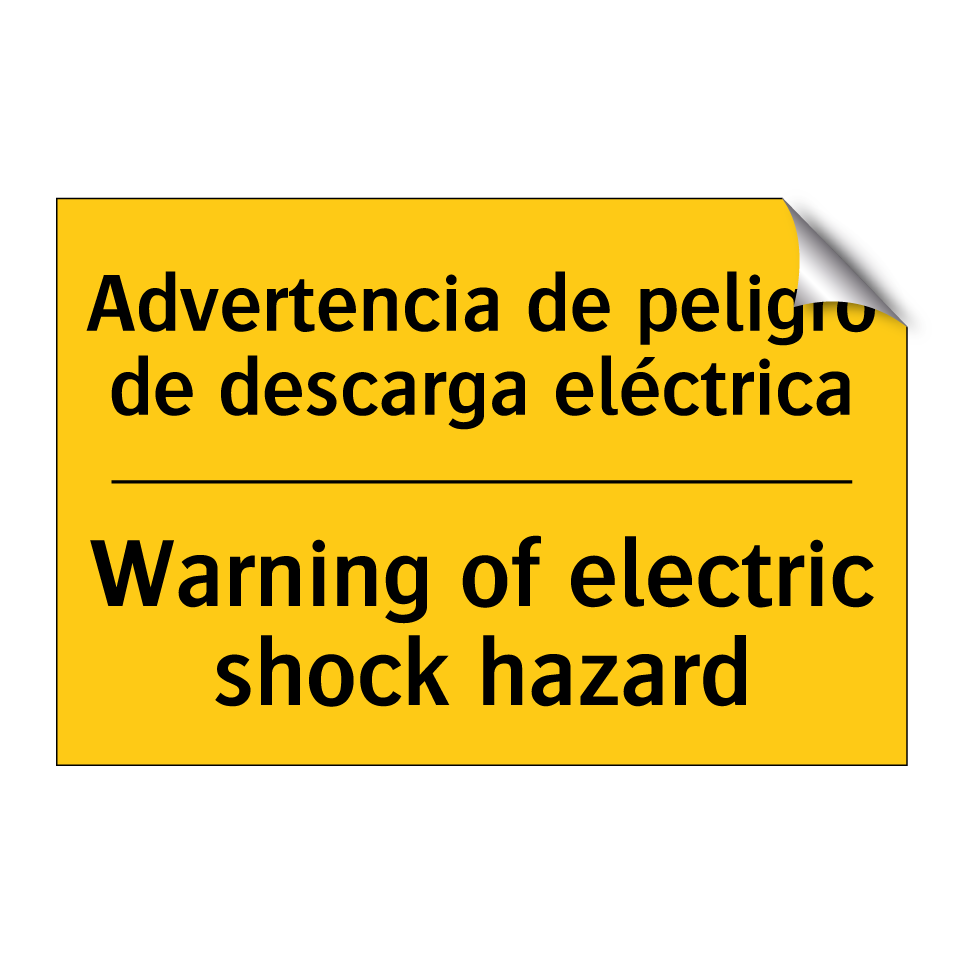 Advertencia de peligro de descarga eléctrica - Warning of electric shock hazard