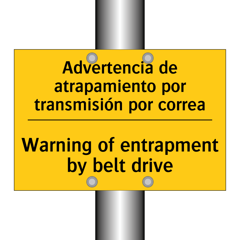Advertencia de atrapamiento por transmisión por correa - Warning of entrapment by belt drive