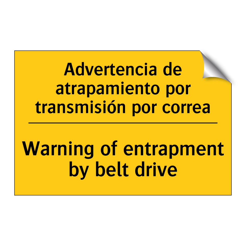 Advertencia de atrapamiento por transmisión por correa - Warning of entrapment by belt drive