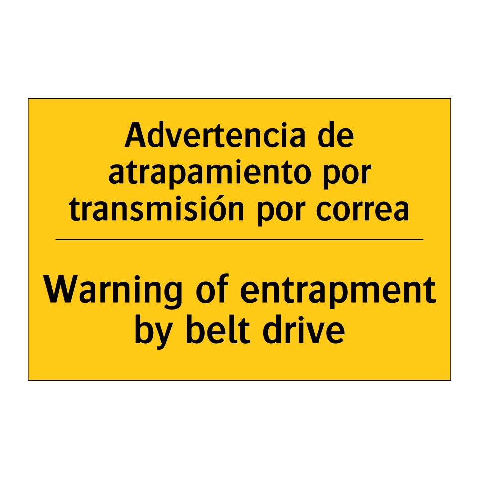 Advertencia de atrapamiento por transmisión por correa - Warning of entrapment by belt drive
