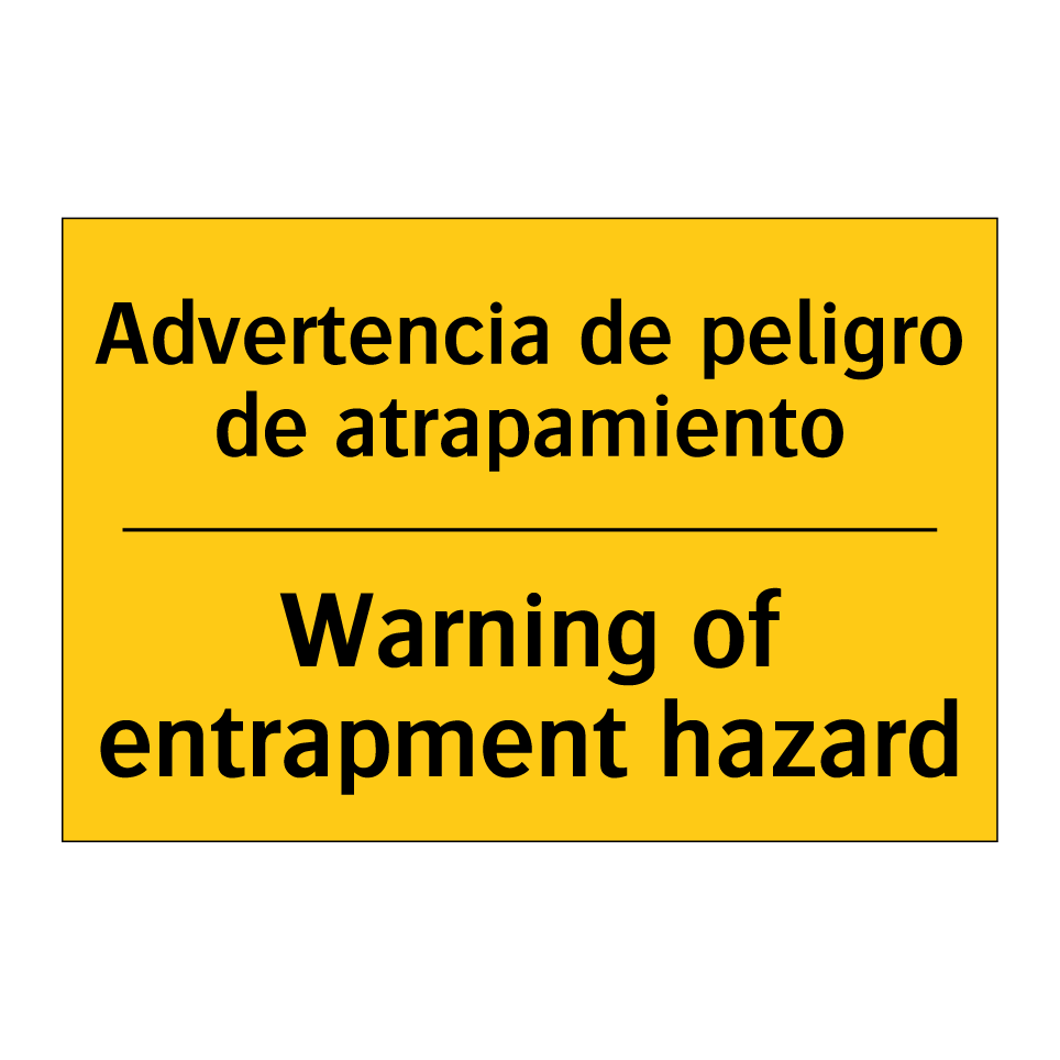 Advertencia de peligro de atrapamiento - Warning of entrapment hazard