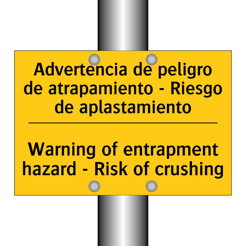 Advertencia de peligro de atrapamiento - Riesgo de aplastamiento - Warning of entrapment hazard - Risk of crushing