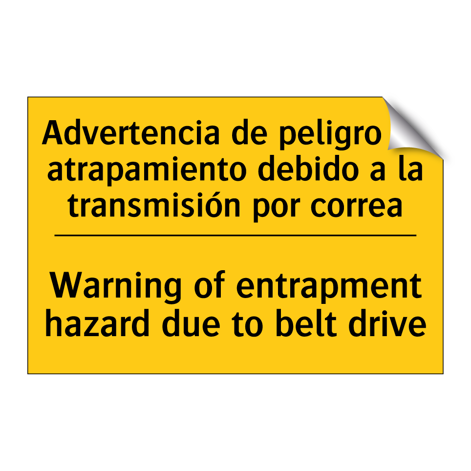 Advertencia de peligro de atrapamiento debido a la transmisión por correa - Warning of entrapment hazard due to belt drive