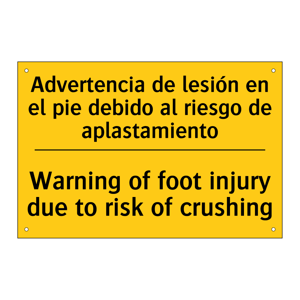 Advertencia de lesión en el pie debido al riesgo de aplastamiento - Warning of foot injury due to risk of crushing