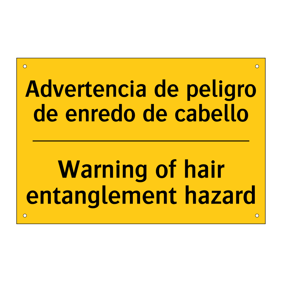 Advertencia de peligro de enredo de cabello - Warning of hair entanglement hazard